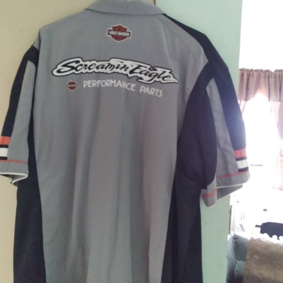 Harley-Davidson Gray and Black Casual Button Down Shirt - Picture 2 of 2